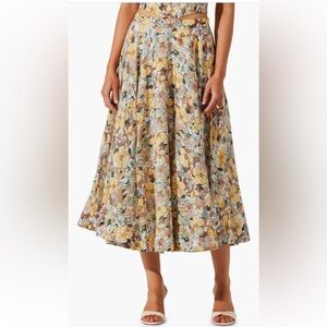 Astr Floral A-Line Skirt - Yellow and Green